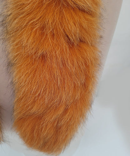 Orange (Ginger) real fox fur hood trim made from fox tail fur – Single – view 4