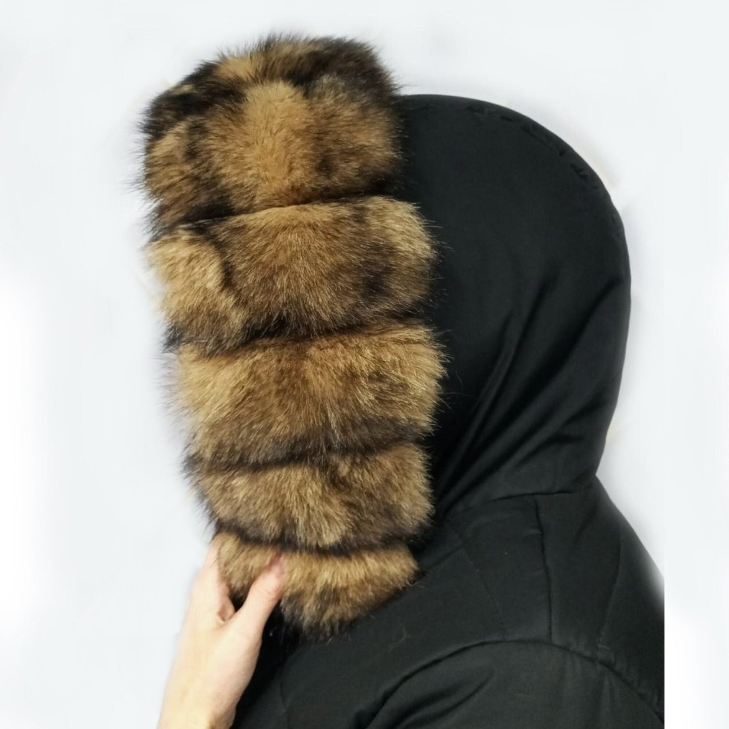 BY ORDER Extra Large Real Fox Fur (Tail) Collar Hood from pieces, Fur collar trim, Fox Fur Collar, Fur Scarf, Fur Ruff, Fox Fur Hood, stripe