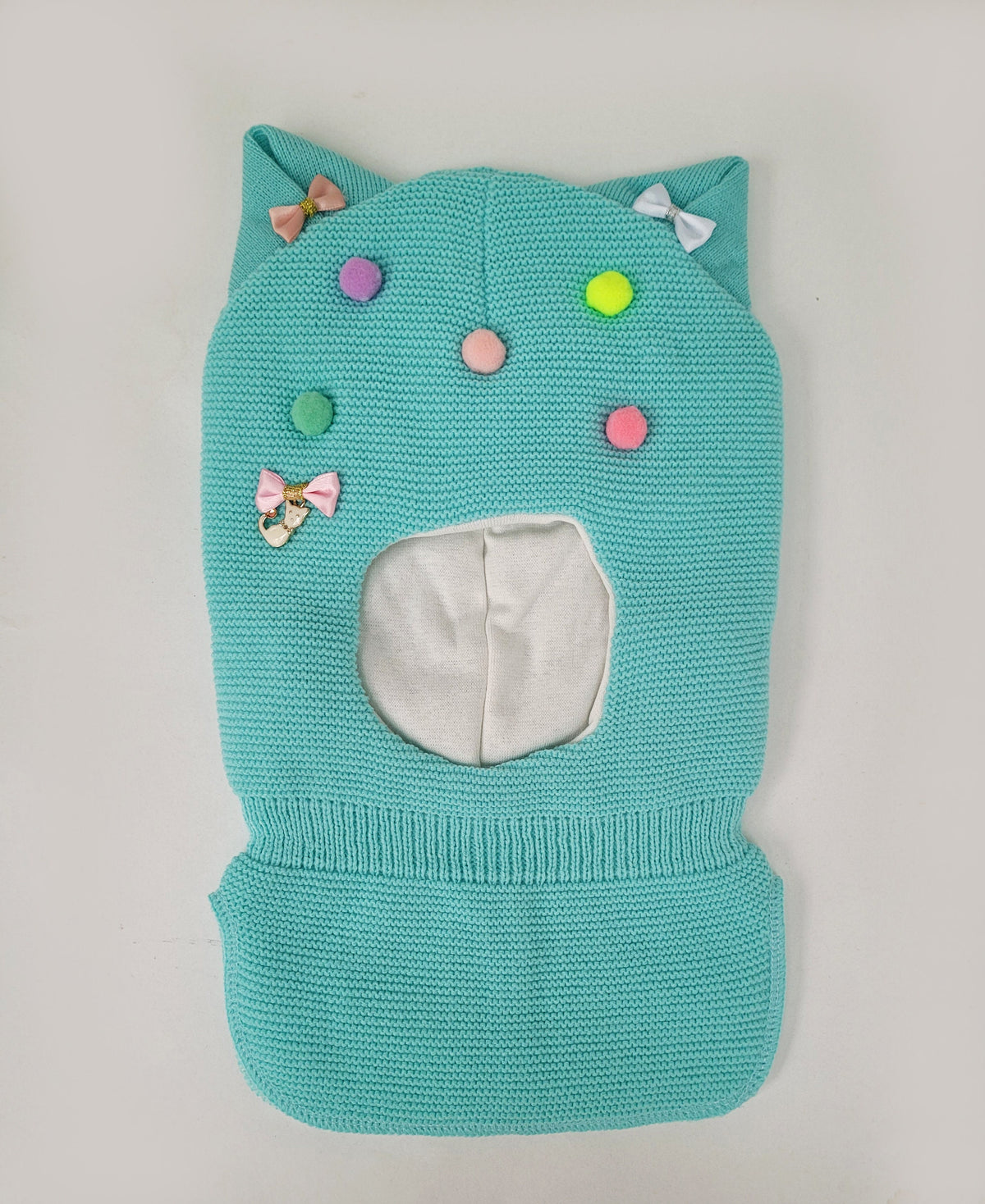 Knitted Balaclava for Girl, Toddler Girl Helmet, Hat Neck Warmer, Thick Girls Hat, Girl Winter Hat, Child Balaclava Hat, Cat Hat, Animal Hat