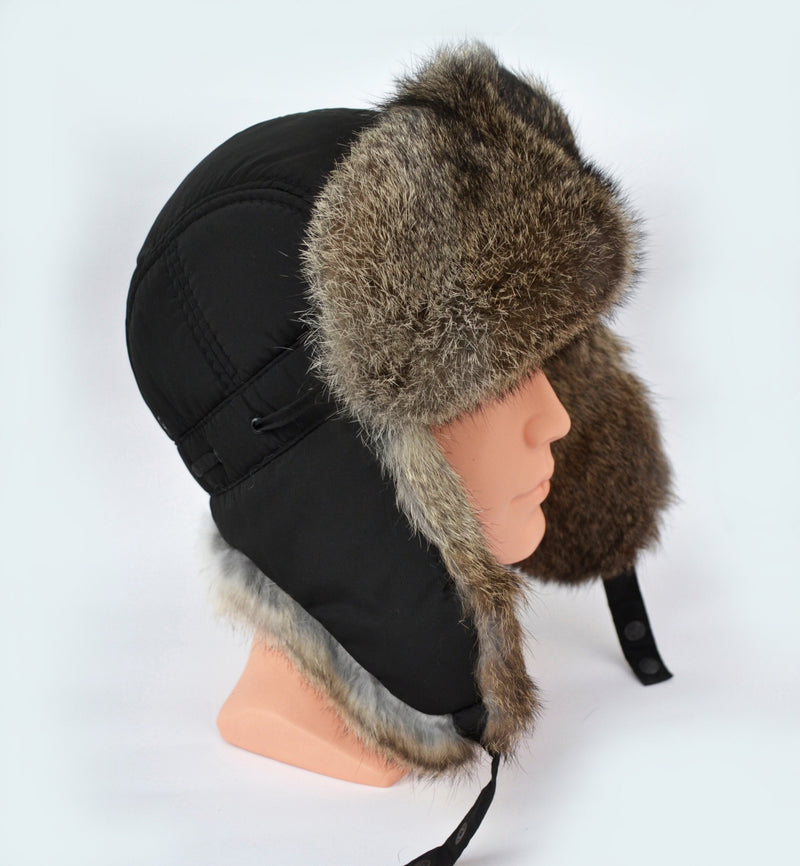 Man Real Fur hat, Aviator Hat, Rabbit Fur Hat, Fur Ear Flap Hat, Trapper Hat, Ushanka, Russian Hat, Ski Hat, Fur Hat Ear Flaps