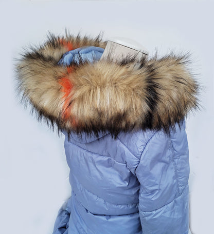 READY to SHIP Faux Fur Vegan Trim Hood 70 cm, Faux Fur Collar Trim, Fun Fur, Fur Ruff, Faux Fur Hood, Hood Fur Jacket, Fur stripe, Raccoon