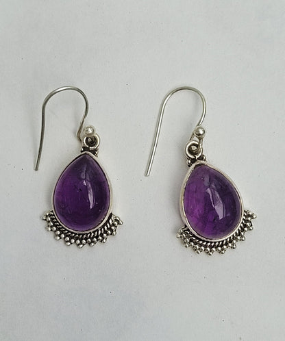 Purple Stone Earrings, 100% Natural Amethyst Earrings, 925 Sterling Silver Earrings, Amethyst Stone Earrings, Amethyst Earrings Dangle Women