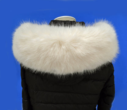 READY to SHIP XL Ivory Silky Plush Faux Fur Vegan Trim Hood, Faux Fur Collar Trim Like Real Fox, Fake Fur, Fur Fabric, Fur Ruff, Fur Hood