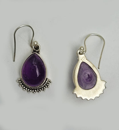 Purple Stone Earrings, 100% Natural Amethyst Earrings, 925 Sterling Silver Earrings, Amethyst Stone Earrings, Amethyst Earrings Dangle Women