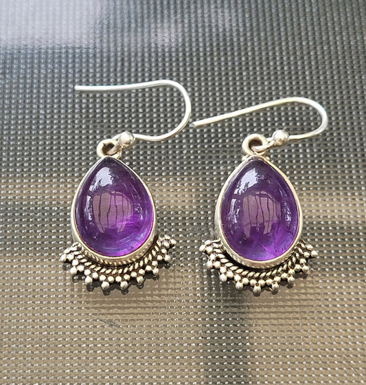 Purple Stone Earrings, 100% Natural Amethyst Earrings, 925 Sterling Silver Earrings, Amethyst Stone Earrings, Amethyst Earrings Dangle Women