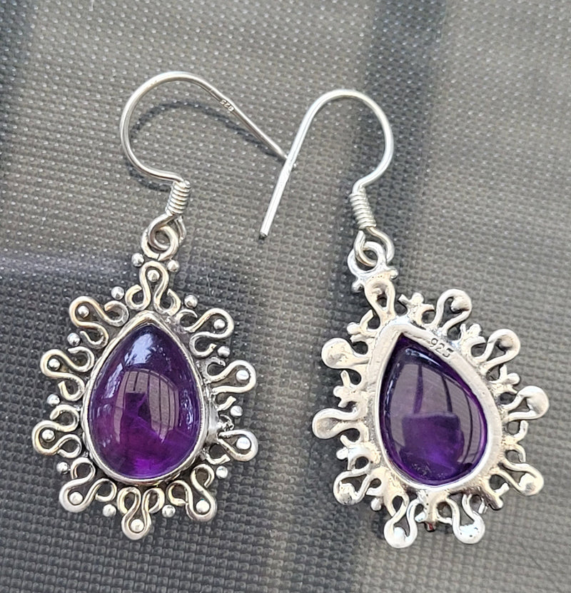 Purple Stone Earrings, 100% Natural Amethyst Earrings, 925 Sterling Silver Earrings, Amethyst Stone Earrings, Amethyst Earrings Dangle Women