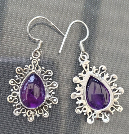 Purple Stone Earrings, 100% Natural Amethyst Earrings, 925 Sterling Silver Earrings, Amethyst Stone Earrings, Amethyst Earrings Dangle Women