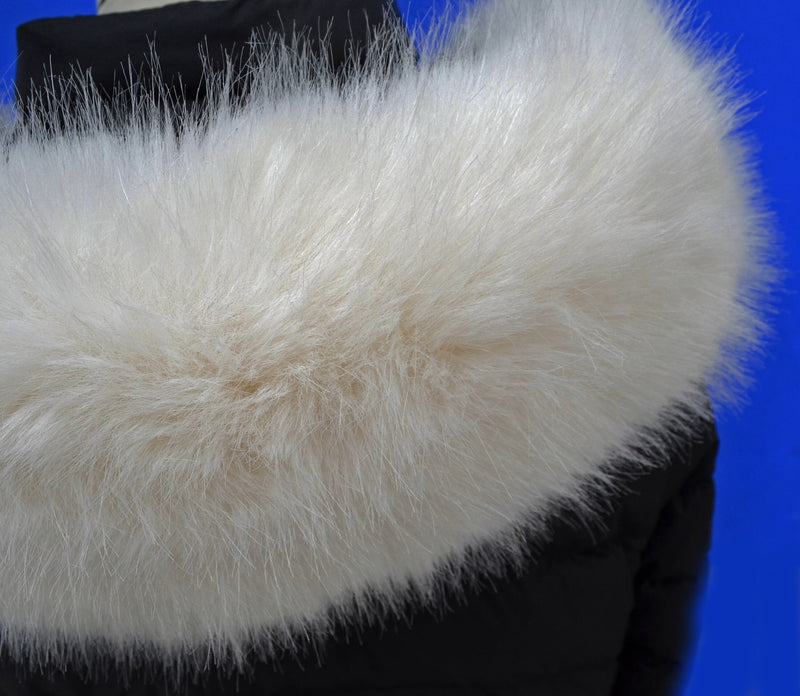 READY to SHIP XL Ivory Silky Plush Faux Fur Vegan Trim Hood, Faux Fur Collar Trim Like Real Fox, Fake Fur, Fur Fabric, Fur Ruff, Fur Hood