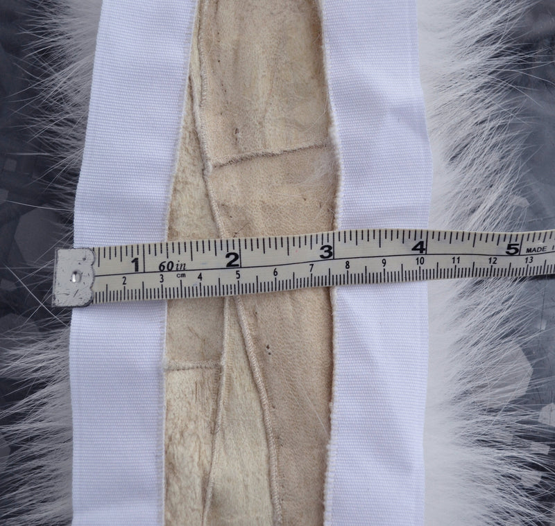 Large Pure White Fox Fur Trim, Collar for Hood (PIECES), 80 cm