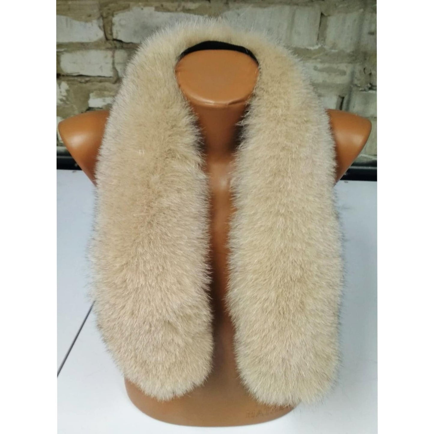 BY ORDER (not Tail) XL Extra Large Real Fox Fur Trim Hood, Fur collar trim, Fox Fur Collar, Fur Scarf, Fur Ruff, Fox Fur Hood, Beige Fur