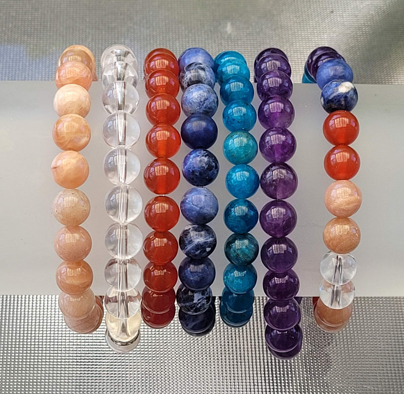 Natural Crystals Stones Bracelet, Handmade Men Women Stretchy Bracelet, Healing Crystal Bracelet, 8mm Round Beads Gemstone Bracelet, Gift