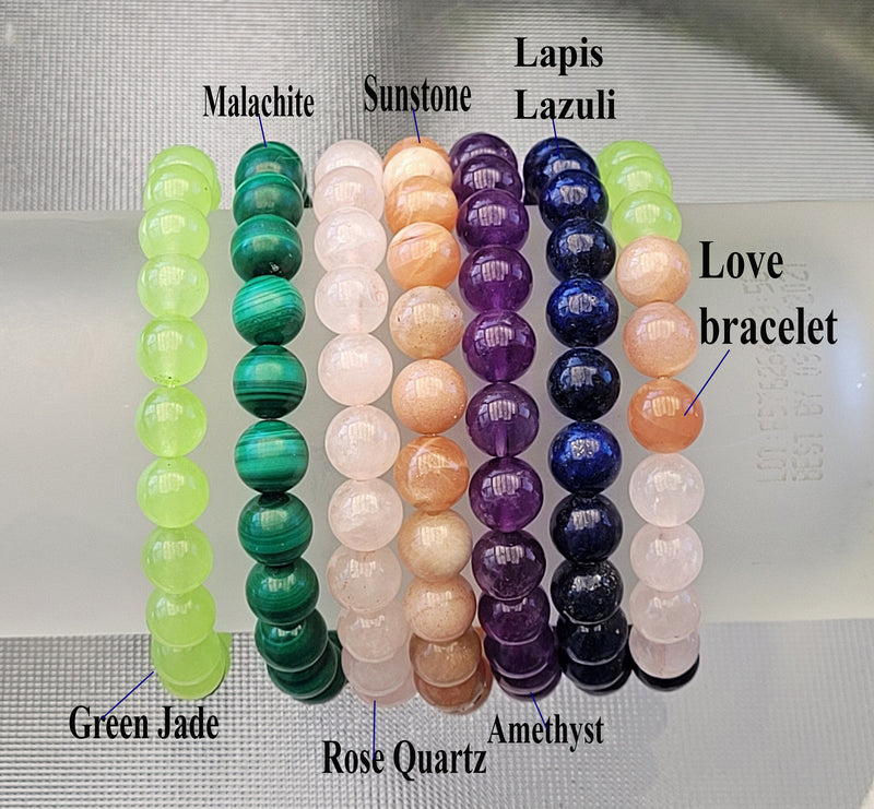 Natural Crystals Stones Bracelet, Handmade Men Women Stretchy Bracelet, Healing Crystal Bracelet, 8mm Round Beads Gemstone Bracelet, Gift