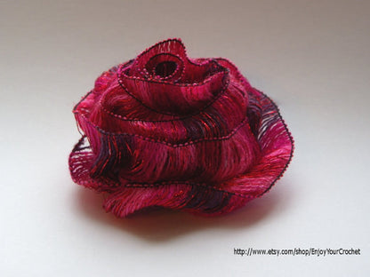 Crochet Rose Pattern, Crochet Flower Pattern, Floral Pattern, Rose brooch, Handmade, Hat Accessory, Scrapbooking,  Crochet pattern, Fall