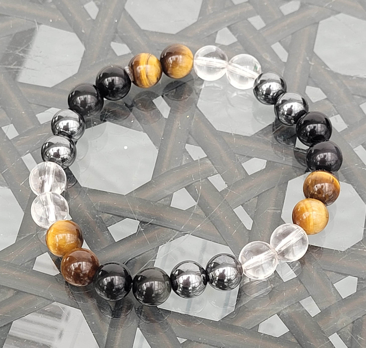 Black Onyx & Mother of Pearl Heart Skinny Stacker Gemstone Bracelet, P –  Love N' Lava Designs
