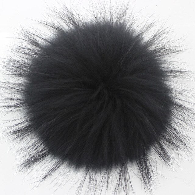 15-16cm Round Fluffy Real Raccoon Fur Pompoms For Handbags Keychains and Knitted Beanie Cap Hats  Genuine fur pompon Pom pom